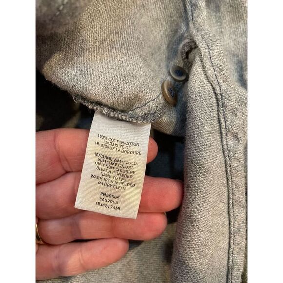 Treasure Bond Ladies Boyfriend M Gray Chambray Button-Up  Long Sleeve Casual - Picture 8 of 10